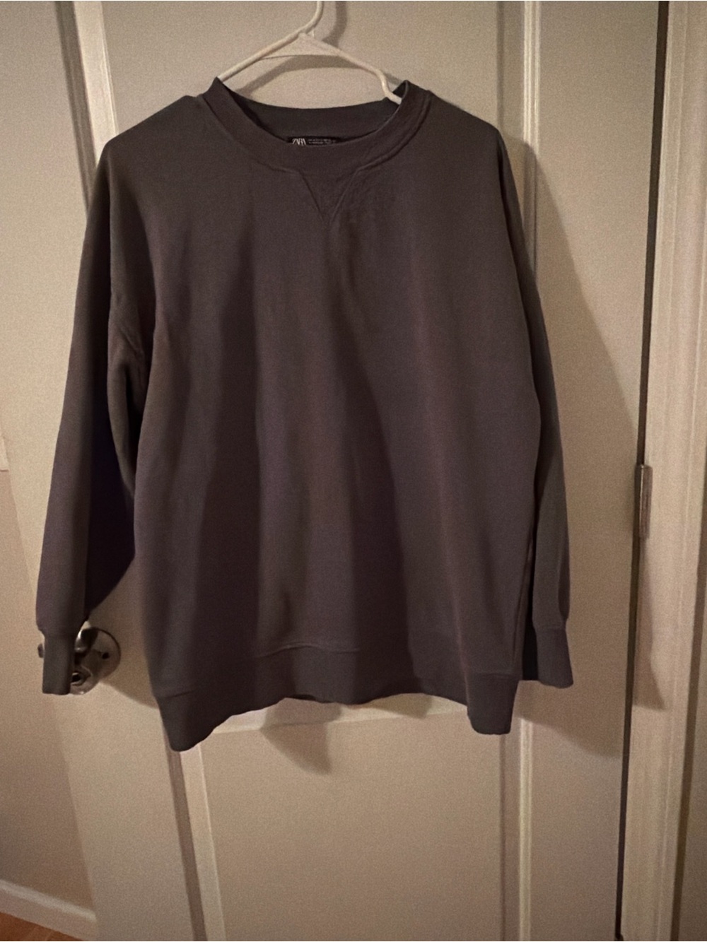 Zara Dark Charcoal Gray Crewneck Sweatshirt